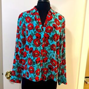 Alice & Olivia silk long sleeve print blouse